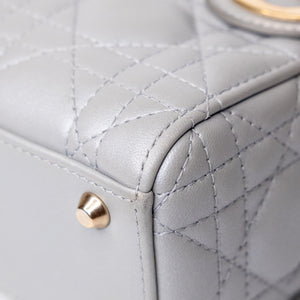 CHRISTIAN DIOR MINI LADY DIOR OPALINE GREY GHW