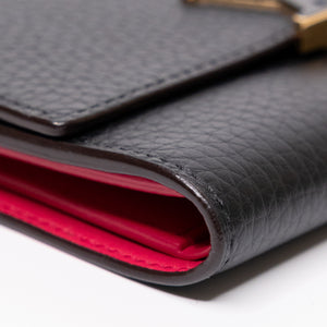 LOUIS VUITTON CAPUCINES COMPACT WALLET BLACK LEATHER GHW