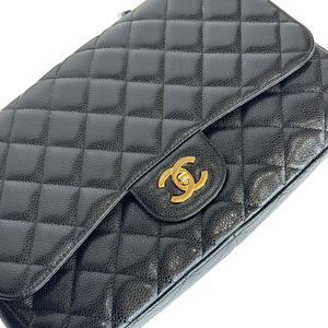 CHANEL CLASSIC DOUBLE FLAP JUMBO BLACK CAVIAR LEATHER GHW