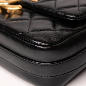 CHANEL GIANT CC LOGO FLAP BAG LAMBSKIN BLACK GHW