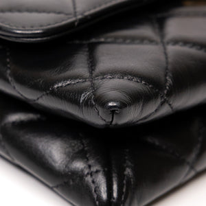 CHANEL 23K SLING SMALL FLAP BAG BLACK CALFSKIN LEATHER GHW