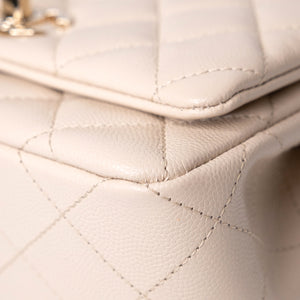 CHANEL 25S MINI COCO CRUSH HANDLE BAG CAVIAR BEIGE LGHW(MICROCHIP)