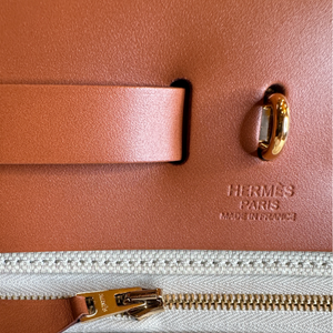 HERMES HERBAG ZIP 31 BAG CANVAS/HUNTER BENTON/FAUVE GHW STAMP W