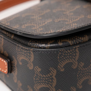 CELINE CLUTCH ON STRAP TABOU TRIOMPHE CANVAS / CALFSKIN TAN GHW