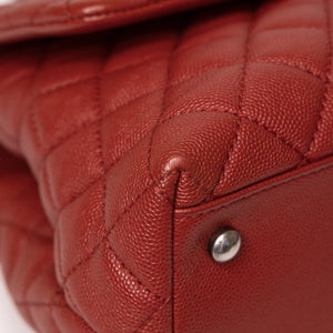CHANEL MEDIUM COCO HANDLE FLAP BAG RED CAVIAR LEATHER SHW