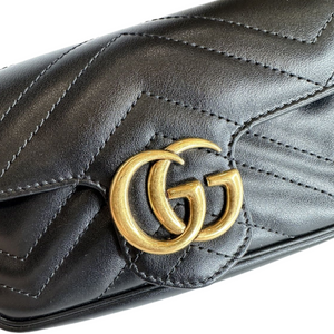 GUCCI SUPER MINI MARMONT BLACK GHW