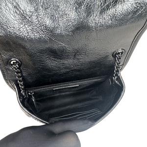 SAINT LAURENT / YSL NIKKI CRINKLED CALFSKIN NIKKIWALLET ON CHAIN