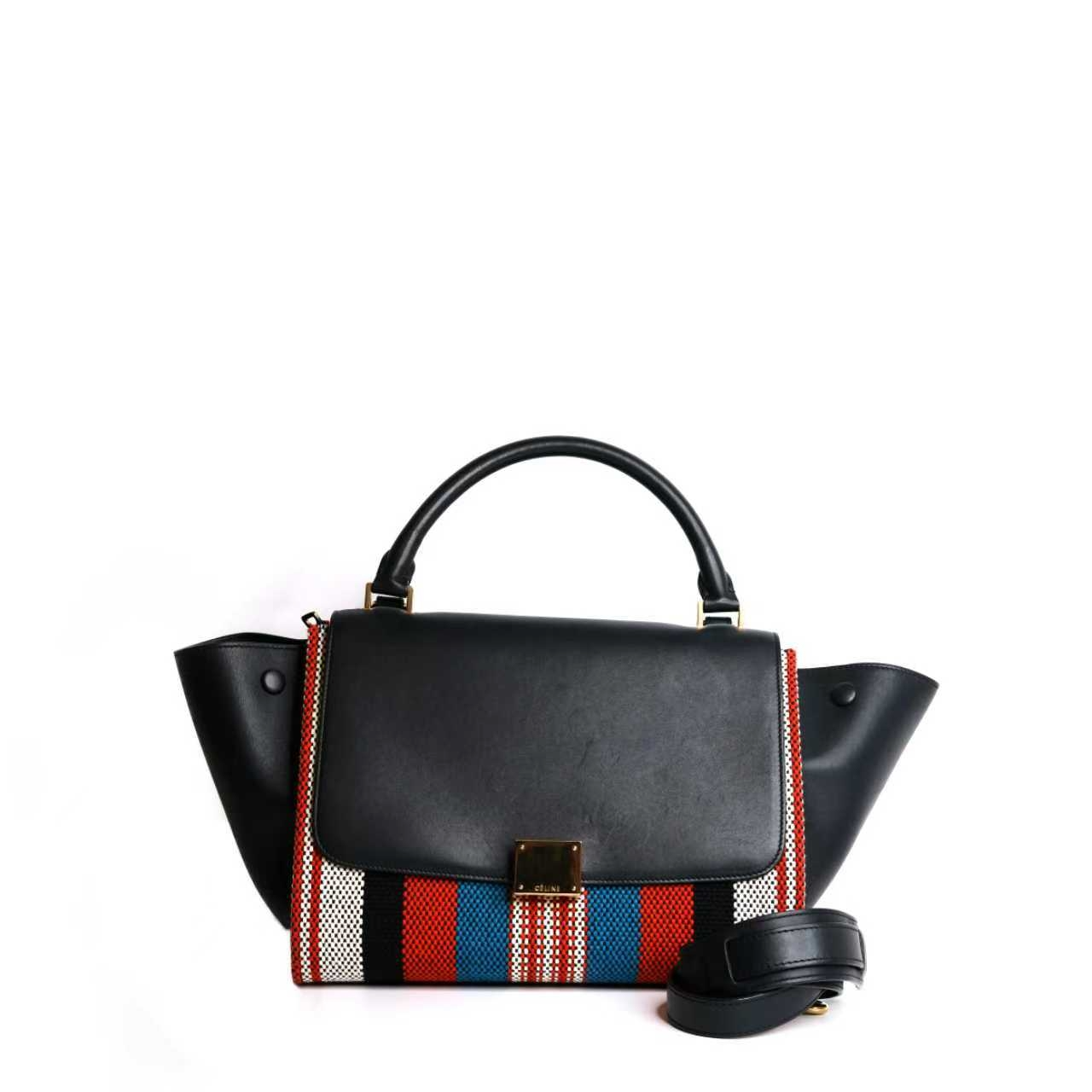 CELINE  SMALL TRAPEZE MULTICOLOR CALFSKIN / CANVAS GHW